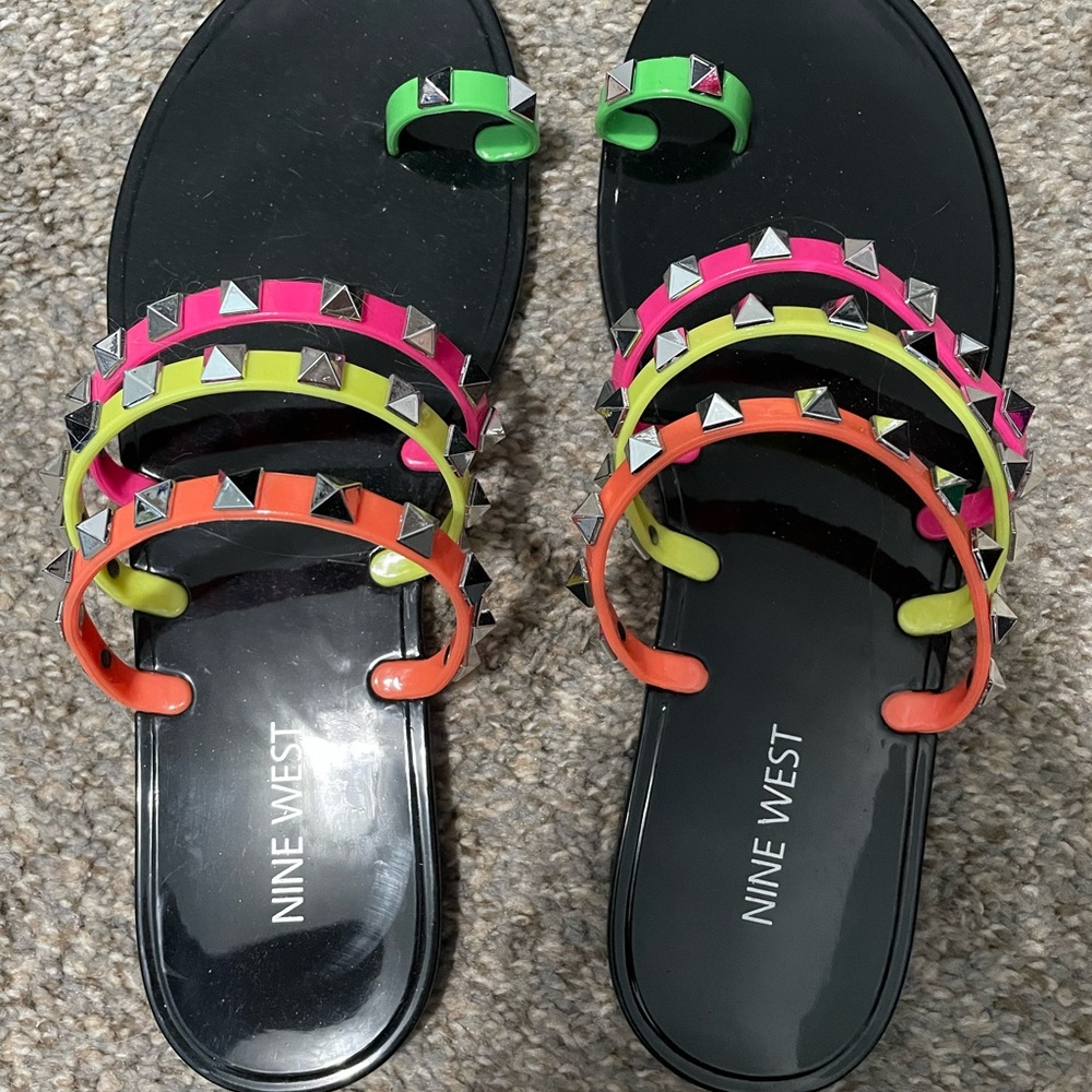 Nine West jelly sandals flip flops worn once